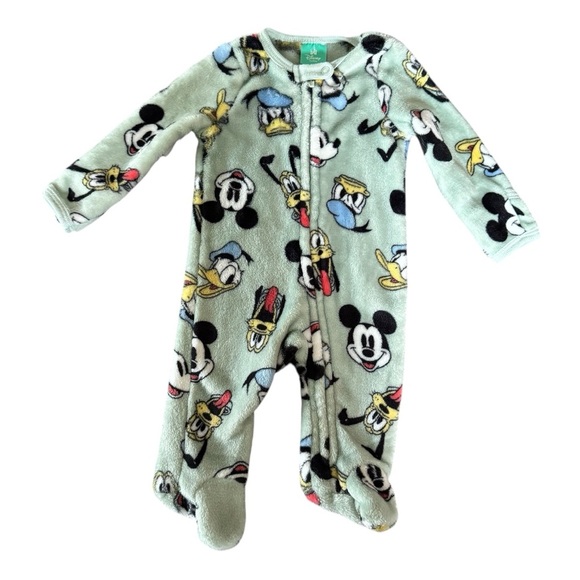 Disney Mickey Mouse Donald Duck Fleece Footed Pajama Plush Slipper Baby Boy 0-3M - Picture 1 of 4
